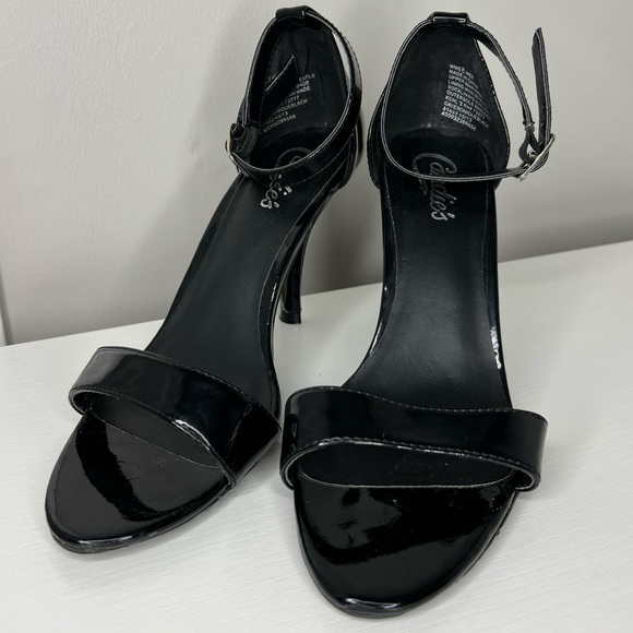 Candie’s patent leather look strappy heels. Size 8. 3 1/2” inch stiletto heel. - Picture 2 of 5